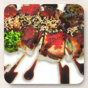 Sushi Rolls Sesame Ginger Wasabi Japan Küche Getränkeuntersetzer