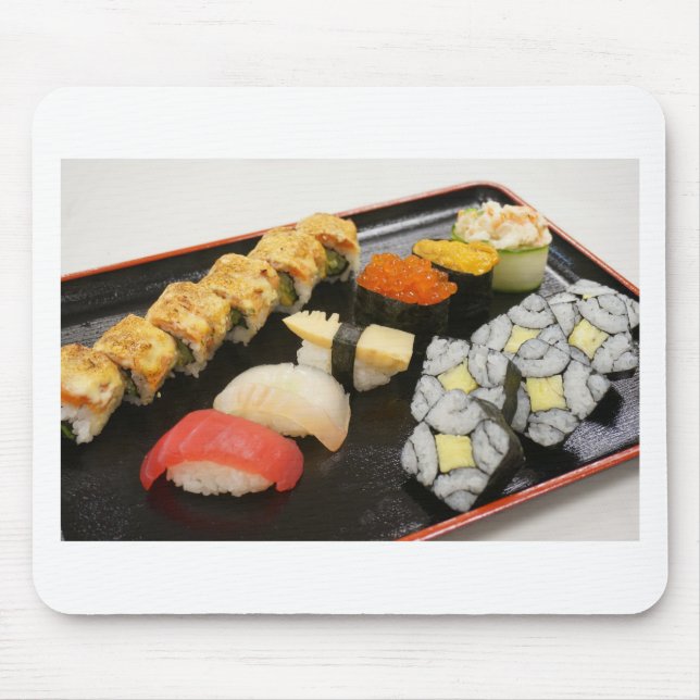 Sushi Rolls Sesame Ginger Wasabi Japan Küche Mousepad (Vorne)