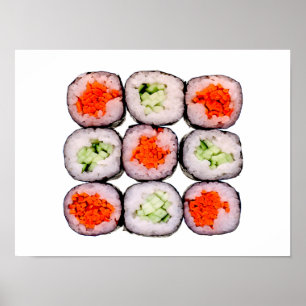 Sushi rollt japanische Lebensmittelvorlage Poster
