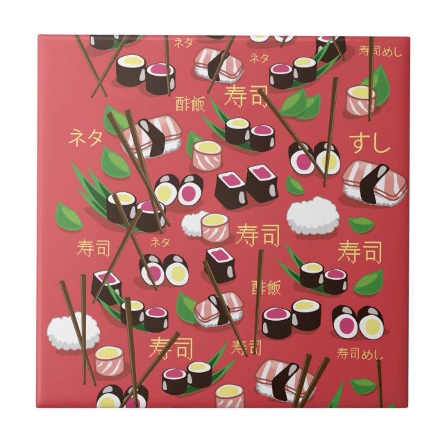 Sushi Rot Fliese (Vorderseite)