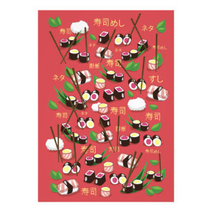 Sushi Rot Fotodruck