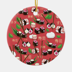 Sushi Rot Keramik Ornament