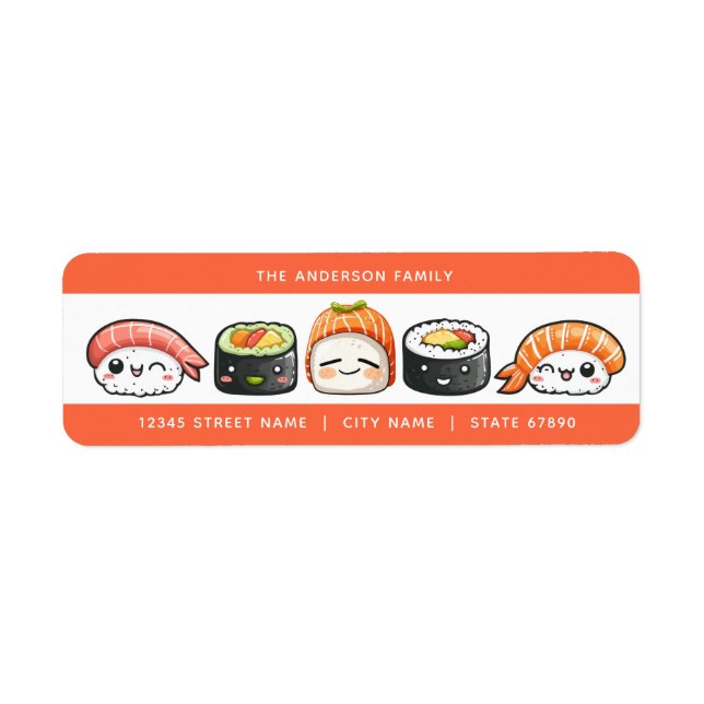 Sushi Rücksendeadressen-Aufklebers (Vorne)
