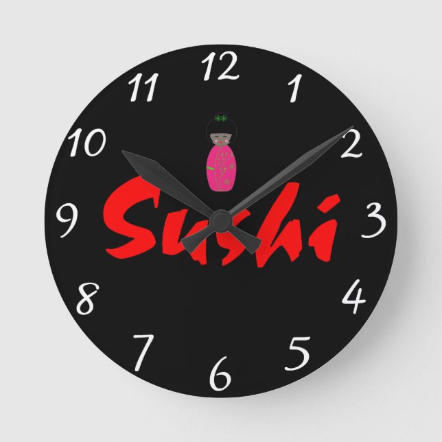 Sushi Runde Wanduhr (Vorderseite)