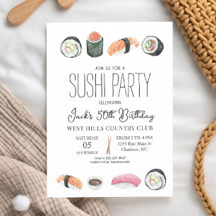 Sushi & Sake Geburtstagsfeier-Einladung Einladung