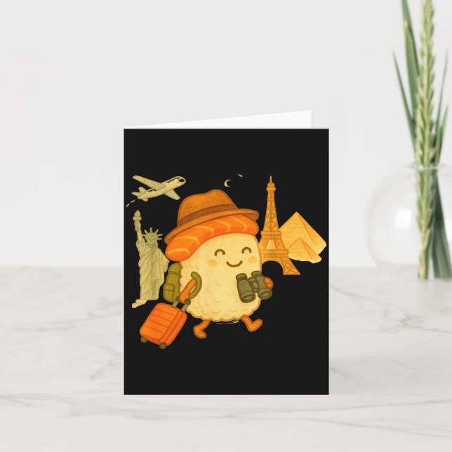 Sushi Salmon Roll Loves To Travel  Karte (Vorderseite)