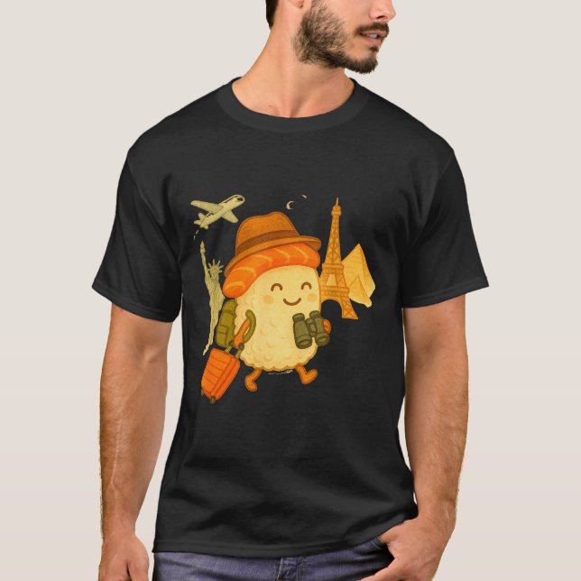Sushi Salmon Roll Loves To Travel  T-Shirt (Vorderseite)