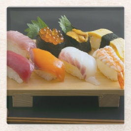 Sushi set - high-quality ingredients arranged on a glasuntersetzer