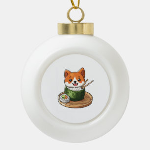 Sushi Shiba � Lustiger Lebensmittel Hund Keramik Kugel-Ornament