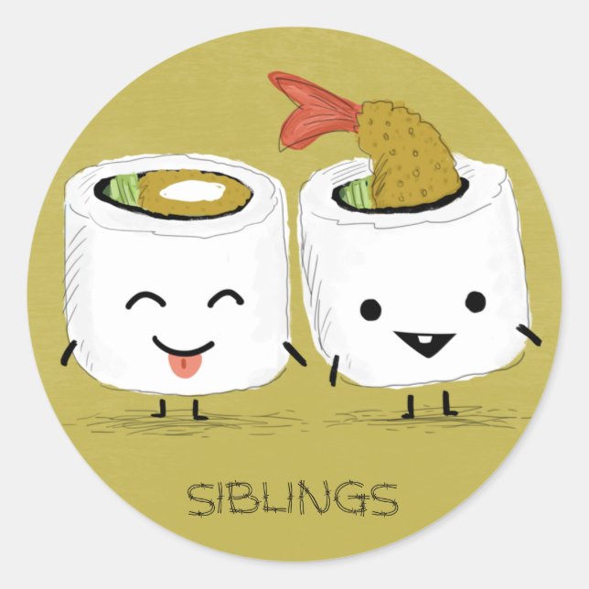 Sushi Siblings Runder Aufkleber (Vorderseite)