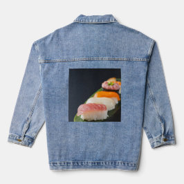 Sushi Silence – Elegant Nigiri on Denim Jeansjacke