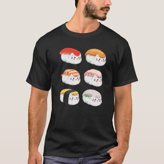 Sushi Sixpack Katzen für alle Katzen T-Shirt (Vorderseite)