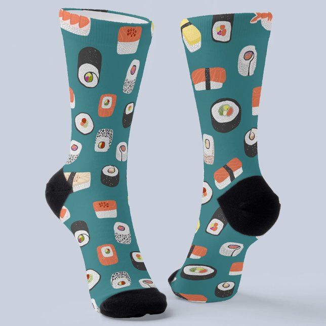 Sushi Socken (Fun Japanese sushi sashimi maki roll nigiri unisex socks)