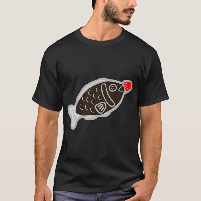 Sushi-Soja-Fischmuster in Blau T-Shirt (Vorderseite)