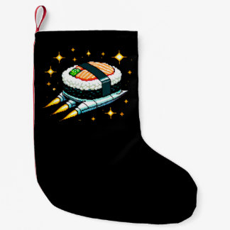 Sushi Spaceship Pixel Art Flying Sushi Roll Design Kleiner Weihnachtsstrumpf