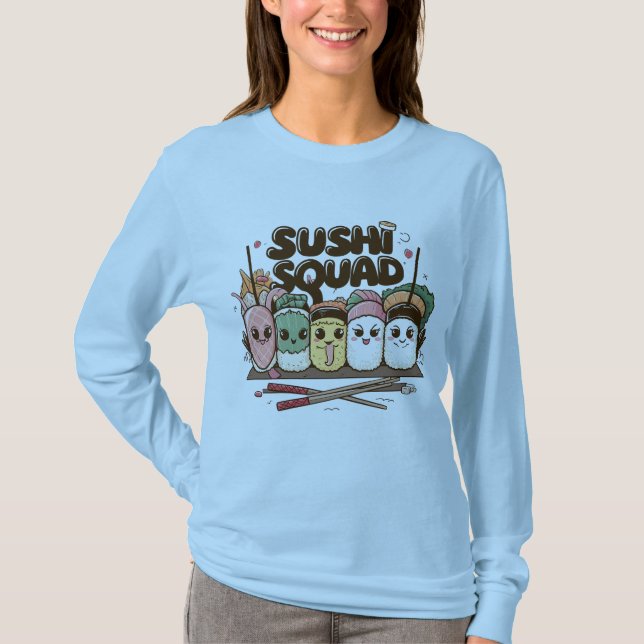 Sushi Squad Cartoon Characters T - Shirt (Vorderseite)