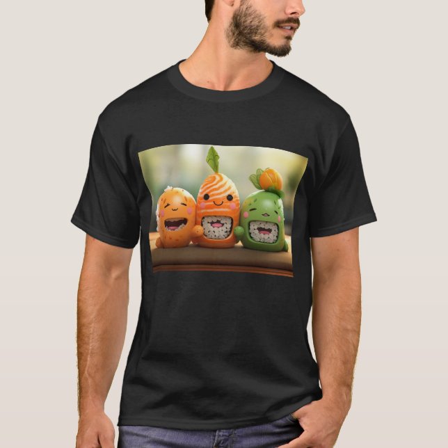 Sushi-Stücke mit Gesichtern T-Shirt (Vorderseite)