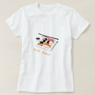 Sushi-süchtig Slogan niedlich japanisch Essen T-Shirt