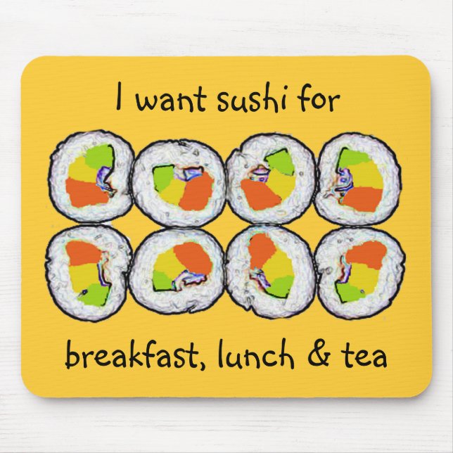 Sushi-Sushi-Frühstücks-Mittagessen und Tee Mousepad (Vorne)