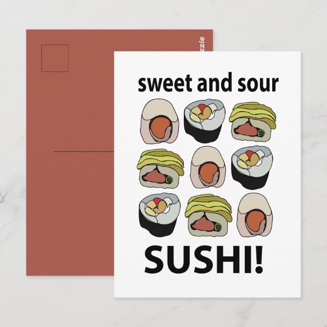 Sushi Sweet und Sour Sushi Postkarte (Vorne/Hinten)