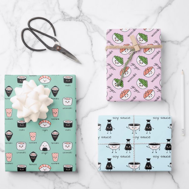 Sushi Temaki Wasabi  Geschenkpapier Set (Vorderseite)