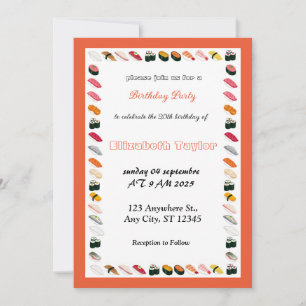 Sushi Themed Birthday Party Einladung