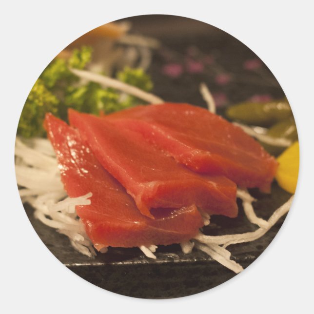 Sushi Thunfisch Party Time Fish Food Runder Aufkleber (Vorderseite)