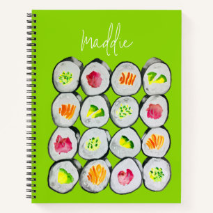 Sushi Time watercolor wasabi Notizbuch