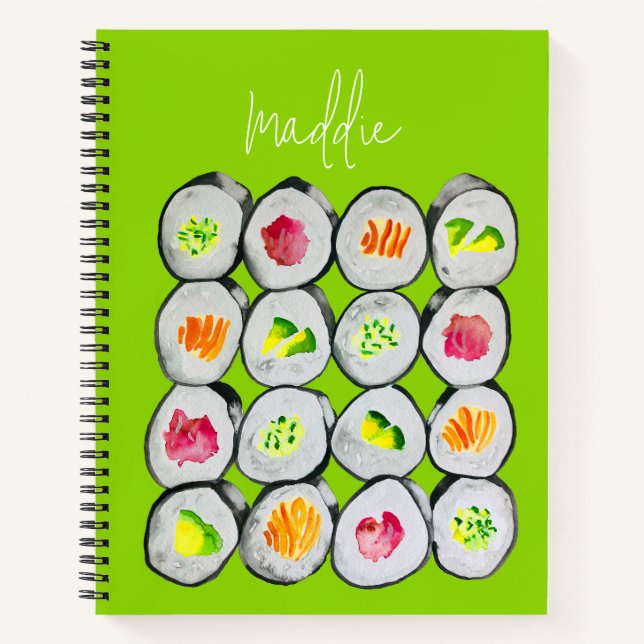 Sushi Time watercolor wasabi Notizbuch (Vorderseite)