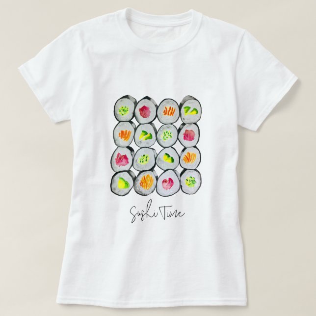 Sushi Time watercolor wasabi T-Shirt (Design vorne)