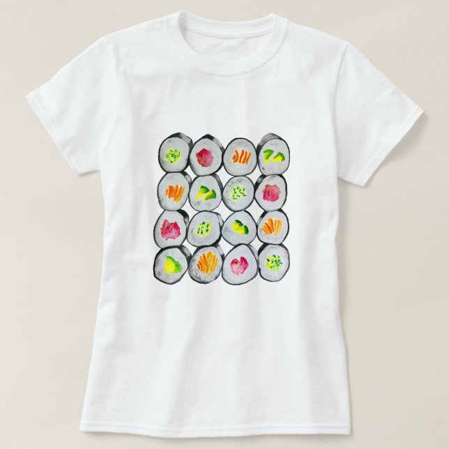 Sushi Time watercolor wasabi T-Shirt (Design vorne)