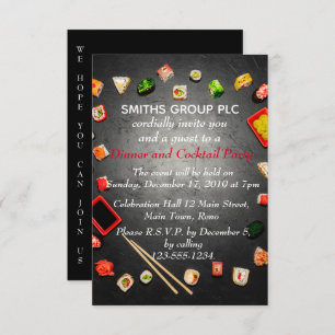 Sushi-Tisch Elegantes Schwarz-Weiß-Party Einladung