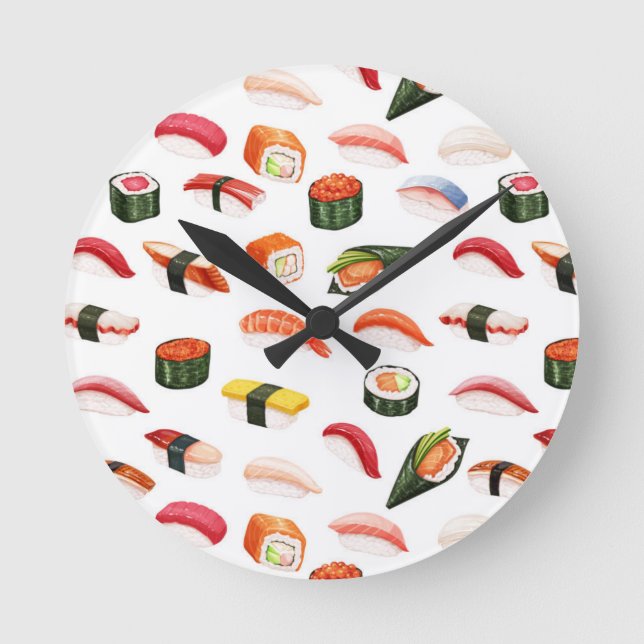 Sushi-Uhr Runde Wanduhr (Vorderseite)