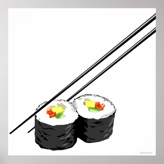 Sushi und Chopsticks Poster (Vorne)