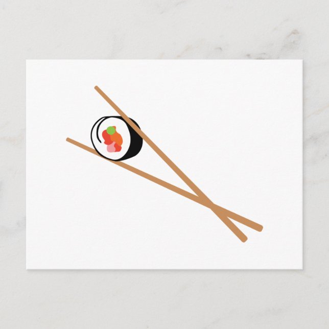Sushi und Chopsticks Postkarte (Vorderseite)