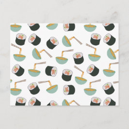 Sushi und Noodles Muster Postkarte