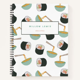 Sushi und Noodles Muster Rezept Kochbuch Notizbuch