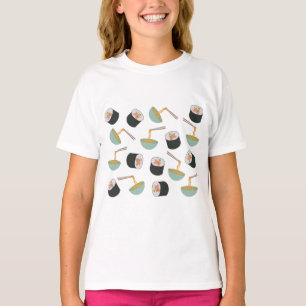 Sushi und Noodles Muster T-Shirt