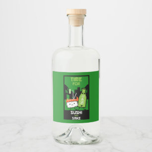 Sushi und Sake-Feinschmecker Alkoholflaschenetikett