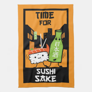 Sushi und Sake-Feinschmecker Geschirrtuch