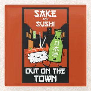 Sushi und Sake Feinschmecker Napkin Glasuntersetzer