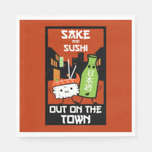 Sushi und Sake Feinschmecker Napkin Serviette