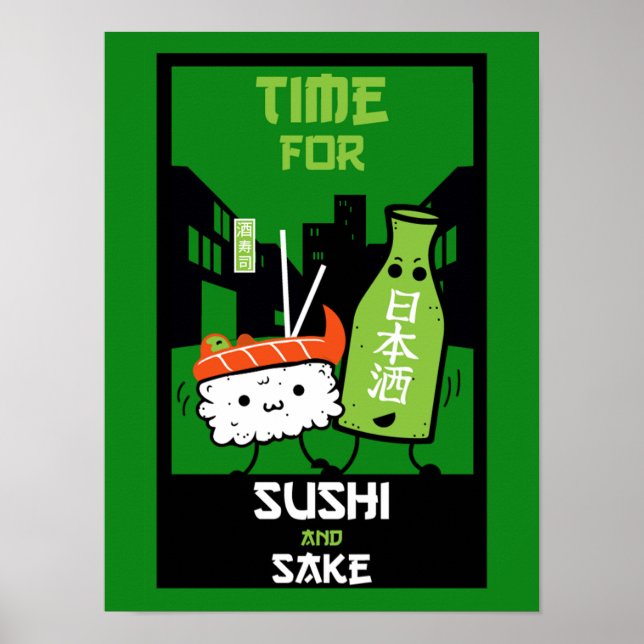 Sushi und Sake-Feinschmecker Poster (Vorne)