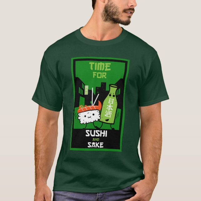 Sushi und Sake-Feinschmecker T-Shirt (Vorderseite)