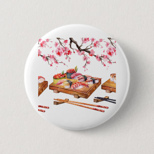 Sushi und Sakura mit japanischer Küche Button