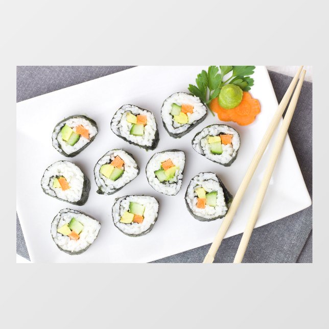 Sushi Vegetarian Vegetables Reis Asiatische Karott Fensteraufkleber (Blatt)