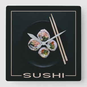 Sushi-Wanduhr Quadratische Wanduhr