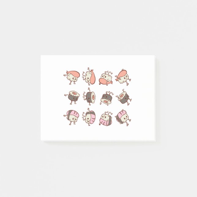 Sushi Workout Training Post-it Klebezettel (Vorderseite)