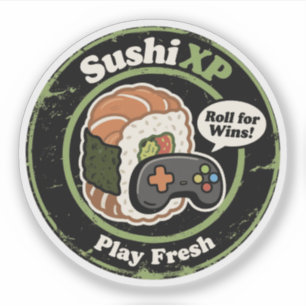 Sushi XP spielt Fresh Gamer Food Fusion Aufkleber