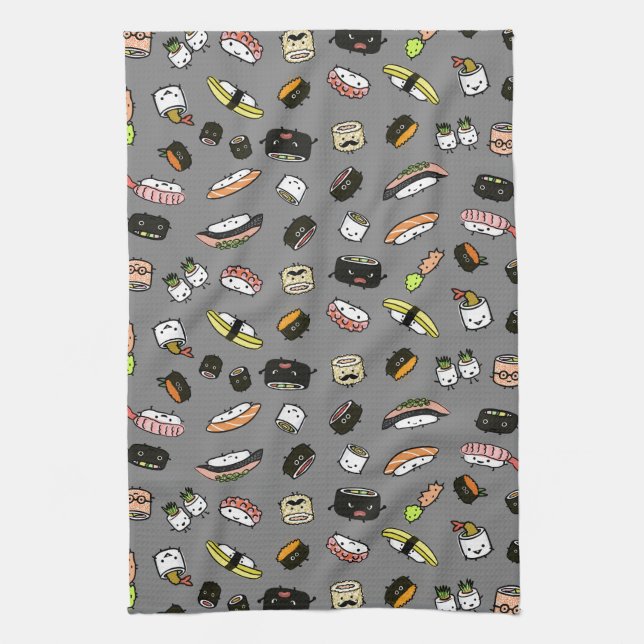 Sushi-Zeichenmuster Geschirrtuch (Vertikal)